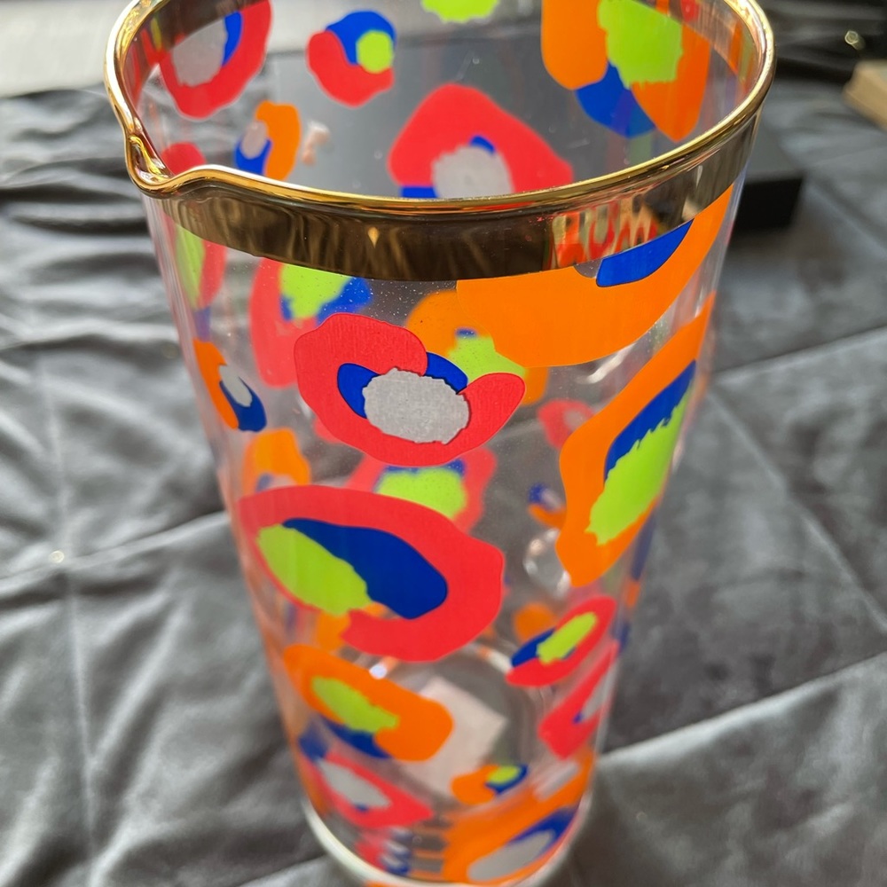 Tall Glass Pitcher, multicolor leopard